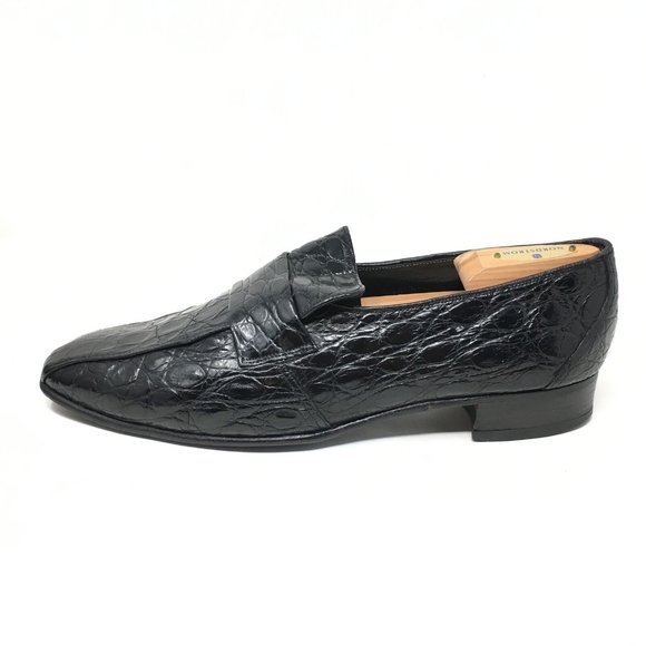 Men\'s Bally Slip On Loafers Dress Shoes Size 10 Black Full Genuine Alligator main image 10